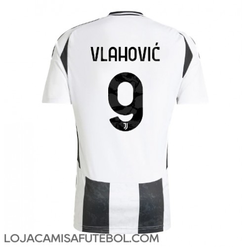 Camisa de Futebol Juventus Dusan Vlahovic #9 Equipamento Principal 2024-25 Manga Curta